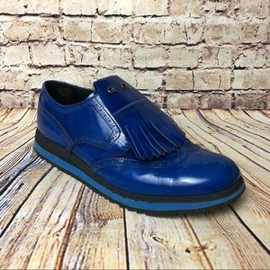 Men’s Electric Blue Prada Runway Fringe Oxford 10